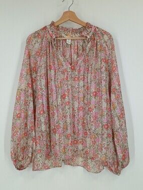 H&M Floral Print V Neck Blouse